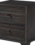 24" Umber Solid Wood Distressed Carved Geometric Two Drawer Nightstand