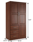 72" Coffee Solid Wood Two Door Three Drawer Combo Dresser