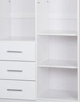 72" White Solid Wood Mirrored Two Door Three Drawer Combo Dresser