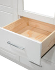 72" White Solid Wood Mirrored Two Door Three Drawer Combo Dresser
