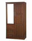 72" White Solid Wood Mirrored Two Door Three Drawer Combo Dresser