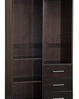 72" Dark Brown Solid Wood Mirrored Two Door Three Drawer Combo Dresser