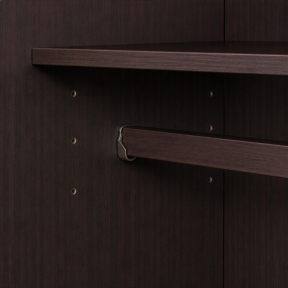 72" Dark Brown Solid Wood Mirrored Two Door Three Drawer Combo Dresser