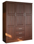 72" Coffee Solid Wood Three Door Three Drawer Combo Dresser