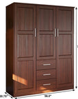 72" Coffee Solid Wood Three Door Three Drawer Combo Dresser
