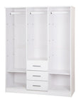 72" White Solid Wood Mirrored Three Door Three Drawer Combo Dresser