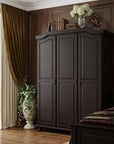 74" Espresso Solid Wood Three Door Combo Dresser