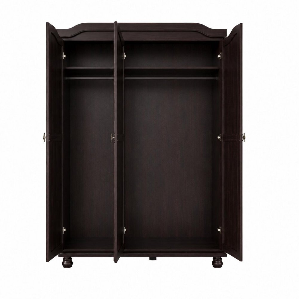 74" Espresso Solid Wood Three Door Combo Dresser