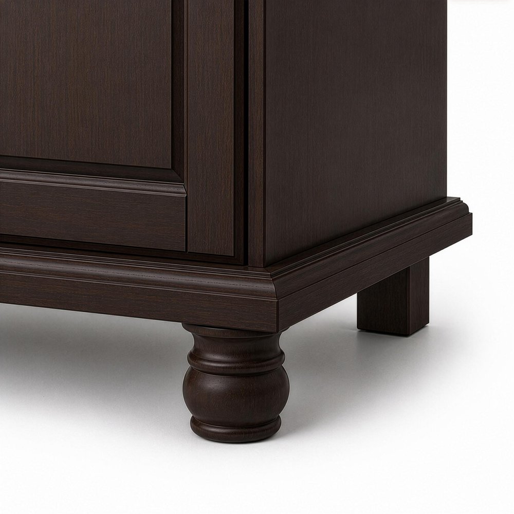 74" Espresso Solid Wood Three Door Combo Dresser