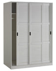 72" White Solid Wood Three Door Combo Dresser