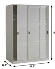 72" White Solid Wood Three Door Combo Dresser