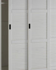 72" White Solid Wood Three Door Combo Dresser