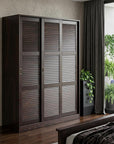 72" Dark Brown Solid Wood Three Door Combo Dresser