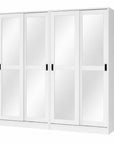 72" White Solid Wood Mirrored Five Door Combo Dresser