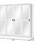 72" White Solid Wood Mirrored Five Door Combo Dresser