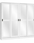 72" White Solid Wood Mirrored Five Door Combo Dresser