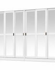 72" White Solid Wood Mirrored Six Door Combo Dresser