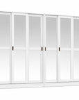72" White Solid Wood Mirrored Six Door Combo Dresser