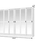 72" White Solid Wood Mirrored Six Door Combo Dresser