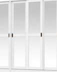 72" White Solid Wood Mirrored Six Door Combo Dresser