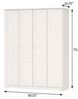 72" White Solid Wood Four Door Combo Dresser