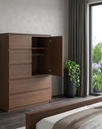 72" White Solid Wood Four Door Combo Dresser