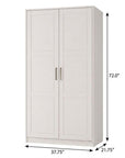 72" White Solid Wood Two Door Combo Dresser