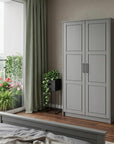 72" Gray Solid Wood Two Door Combo Dresser