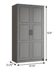 72" Gray Solid Wood Two Door Combo Dresser