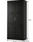 72" White Solid Wood Two Door Combo Dresser