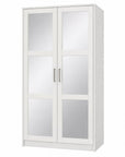 72" White Solid Wood Mirrored Two Door Combo Dresser