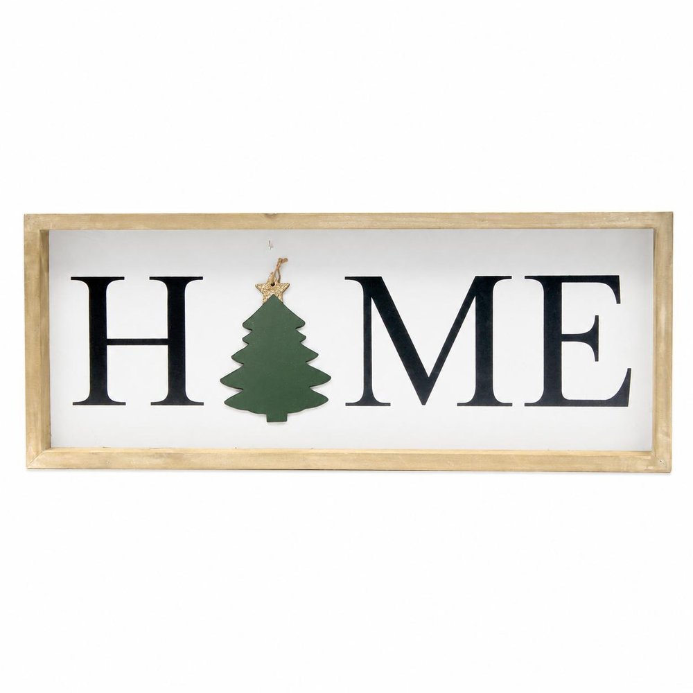 9" X 23" Black Natural And White Celebration Home Wood Wall Decor