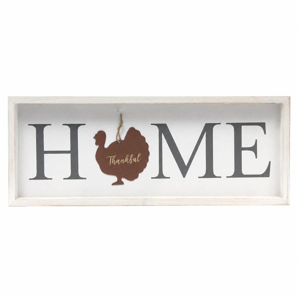 9" X 23" Black Natural And White Celebration Home Wood Wall Decor