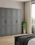 72" Gray Solid Wood Four Door Combo Dresser