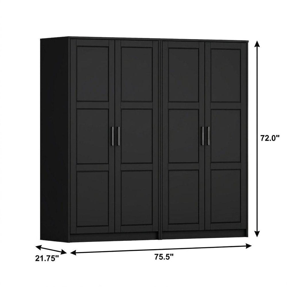 72" Gray Solid Wood Four Door Combo Dresser