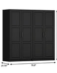 72" Gray Solid Wood Four Door Combo Dresser