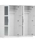 72" White Solid Wood Mirrored Four Door Combo Dresser
