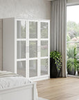 72" White Solid Wood Mirrored Four Door Combo Dresser