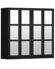 72" White Solid Wood Mirrored Four Door Combo Dresser