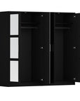 72" White Solid Wood Mirrored Four Door Combo Dresser