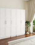 72" White Solid Wood Five Door Combo Dresser