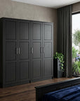 72" Black Solid Wood Five Door Combo Dresser