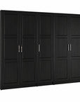 72" Black Solid Wood Five Door Combo Dresser