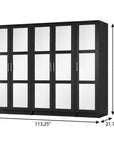 72" Black Solid Wood Mirrored Six Door Combo Dresser
