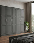 72" Black Solid Wood Six Door Combo Dresser