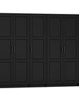 72" Black Solid Wood Six Door Combo Dresser