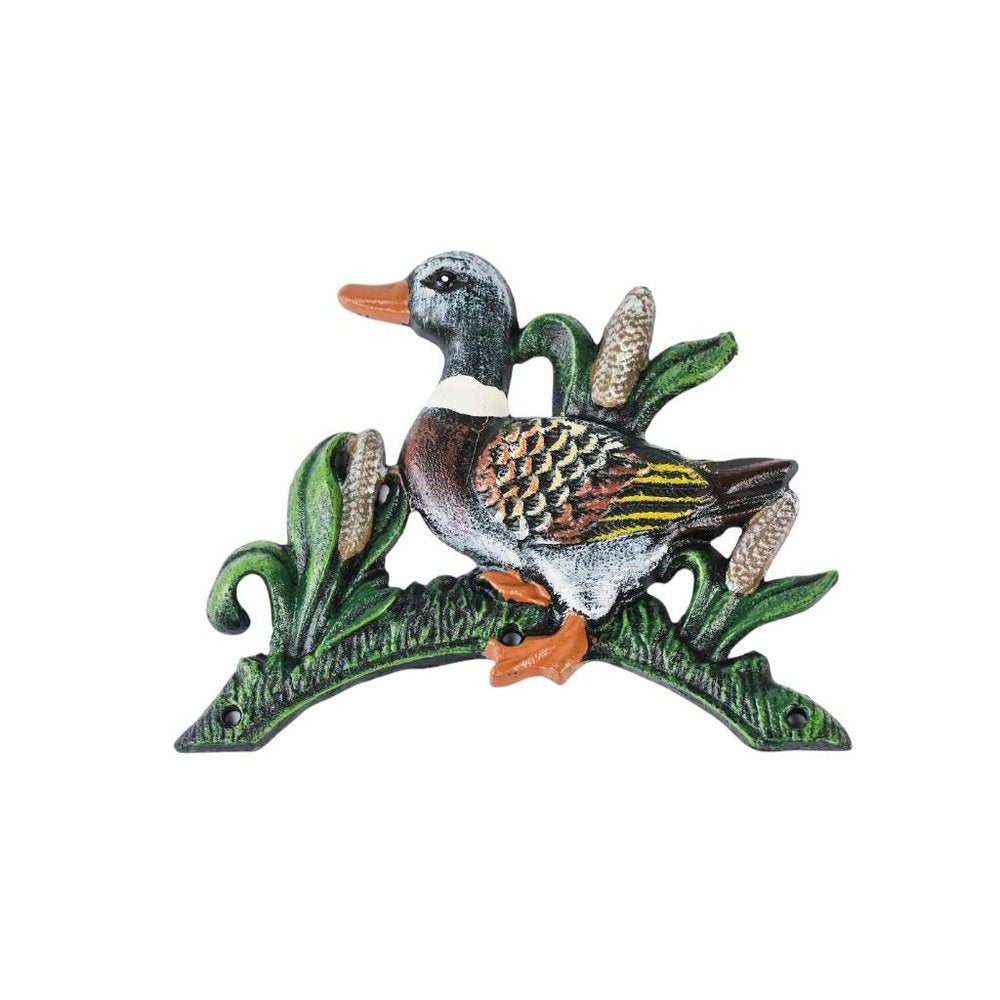 8" Black Green And Brown Iron Duck Garden Hose Hanger