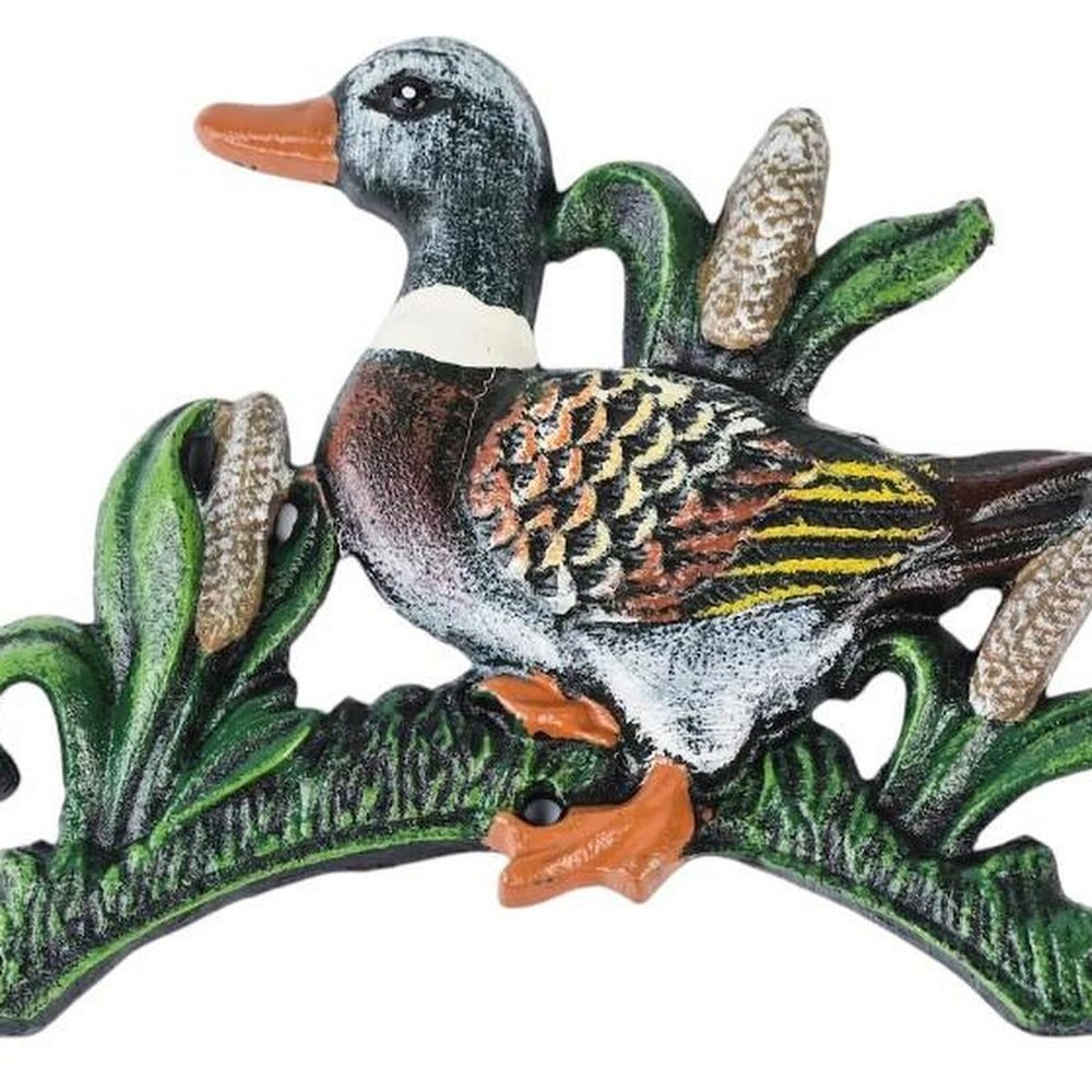 8" Black Green And Brown Iron Duck Garden Hose Hanger