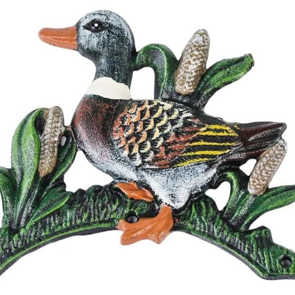 8" Black Green And Brown Iron Duck Garden Hose Hanger