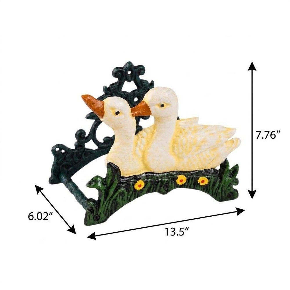 8" Black And Yellow Iron Ducklings Garden Hose Hanger